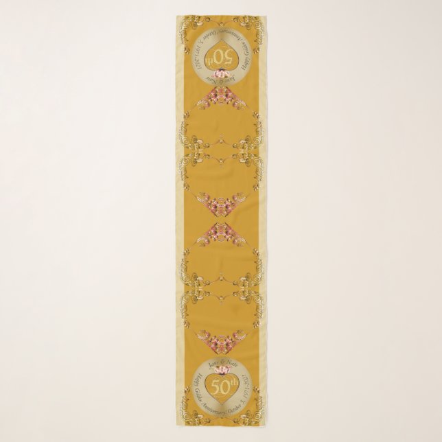 50th/1st Golden Ochre Wedding Anniversary  Scarf (Front)