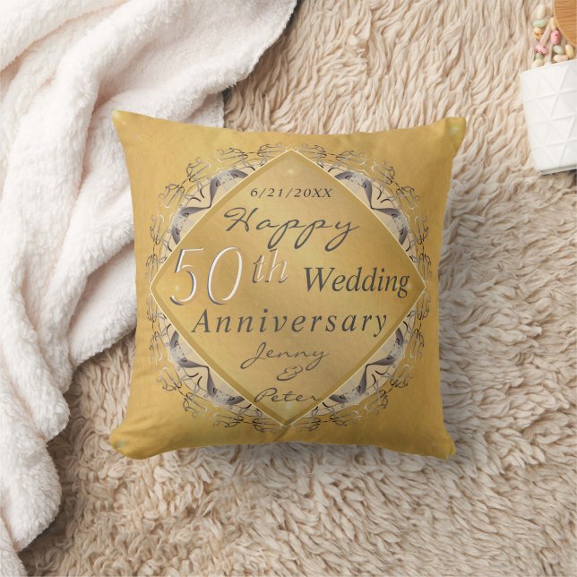 50th/1st  Wedding Anniversary Throw Pillow (Blanket)