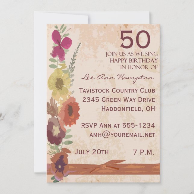50th - 59th Birthday Party Invitations (Front)