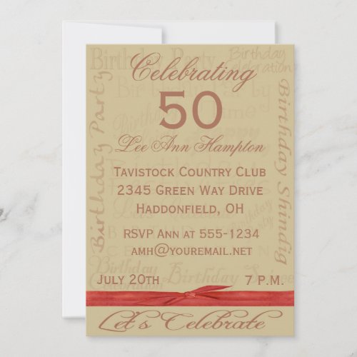 50th _ 59th Birthday Party Invitations