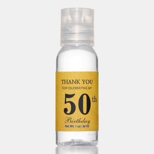 50th 60th 70th 80th Birthday Gold Thank You Favor Hand Sanitizer