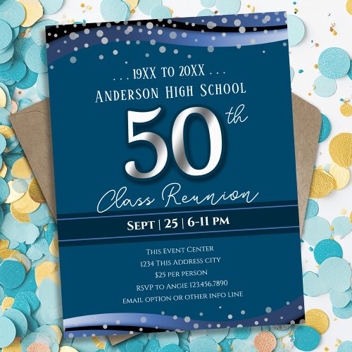 50th Alumni High School Reunion Blue Announcement