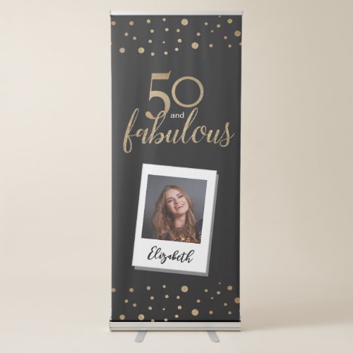 50th and fabulous Custom Photo birthday Retractable Banner