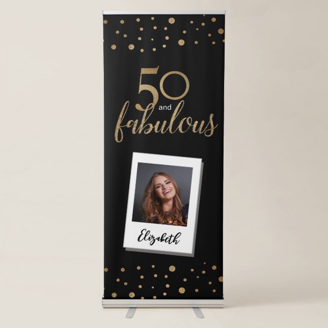 50th and fabulous Custom Photo birthday Retractable Banner (Front)
