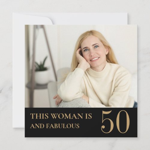 50th and fabulous modern photo birthday  invitation