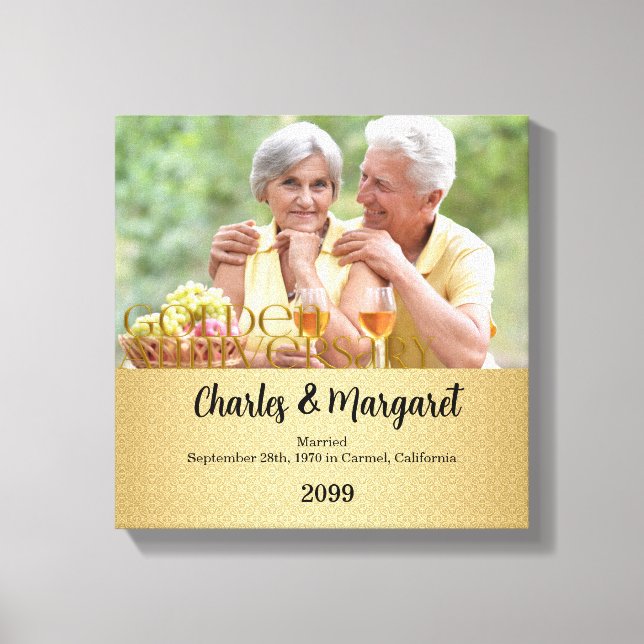 50th Anniversary 12x12 Personalized Photo Canvas (Front)