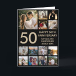 50th Anniversary 13 Photo Collage Black and Gold Card<br><div class="desc">50th Anniversary 13 Photo Collage Black and Gold Anniversary Card for Any Anniversary. 1st 2nd 3rd 4th 5th 10th 15th 20th 25th 30th 35th 40th 45th 50th 55th 60th 65th 70th 75th 80th, Any Anniversaries. For further customization, please click the "Customize it" button and use our design tool to modify...</div>