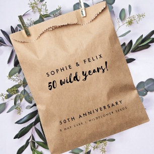 50th Anniversary 50 Wild Years Rustic Kraft Seed Favor Bag