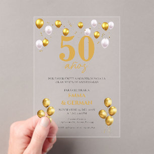 50th Anniversary Acrylic Invitation in Spanish