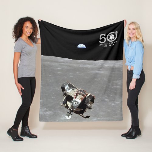 50th Anniversary Apollo 11 Mission Moon Landing Fleece Blanket