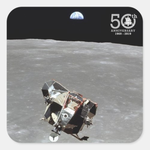 50th Anniversary Apollo 11 Mission Moon Landing Square Sticker