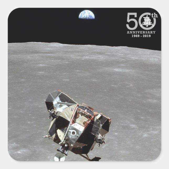 50th Anniversary, Apollo 11 Mission Moon Landing: Square Sticker (Front)