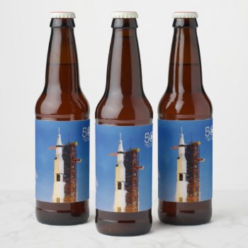 50th Anniversary Apollo 11 Moon Landing  Saturn V: Beer Bottle Label by RWdesigning at Zazzle