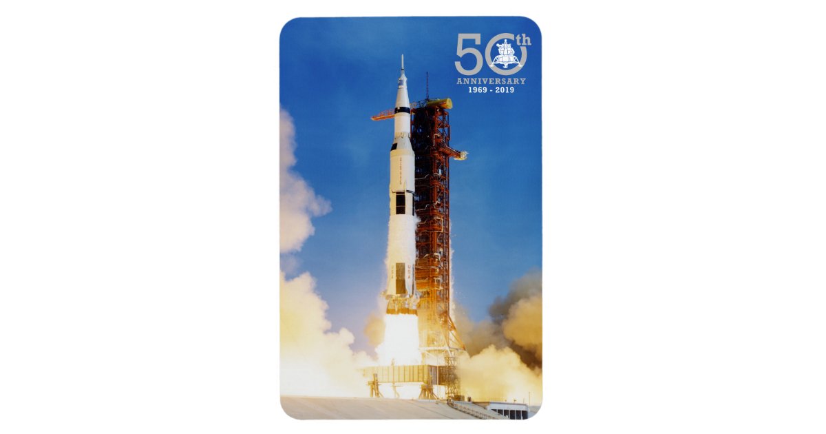 50th Anniversary Apollo 11 Moon Landing, Saturn V: Magnet | Zazzle