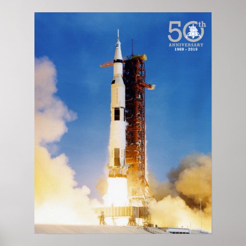 50th Anniversary Apollo 11 Moon Landing Saturn V Poster