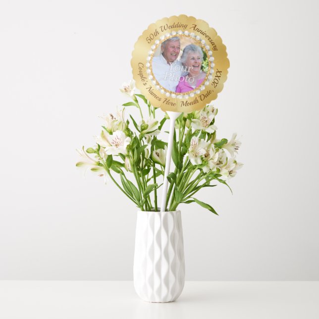 50th Anniversary Balloons Decorations, with PHOTO (Vase)