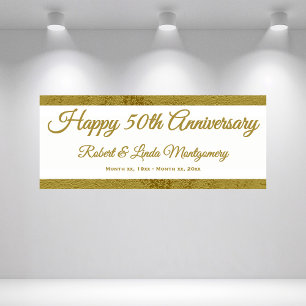 50th Anniversary Banner, Gold and White Banner