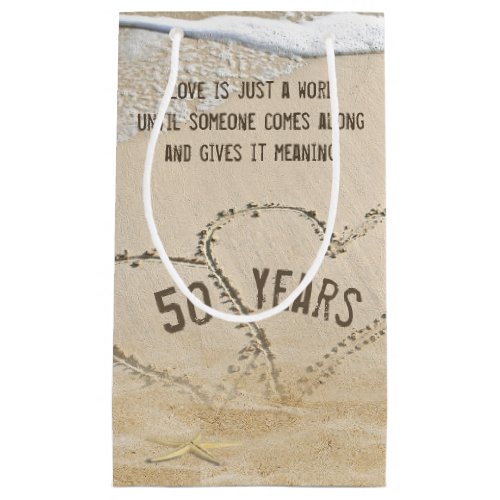 50th Anniversary Beach Hearts and Starfish Small Gift Bag