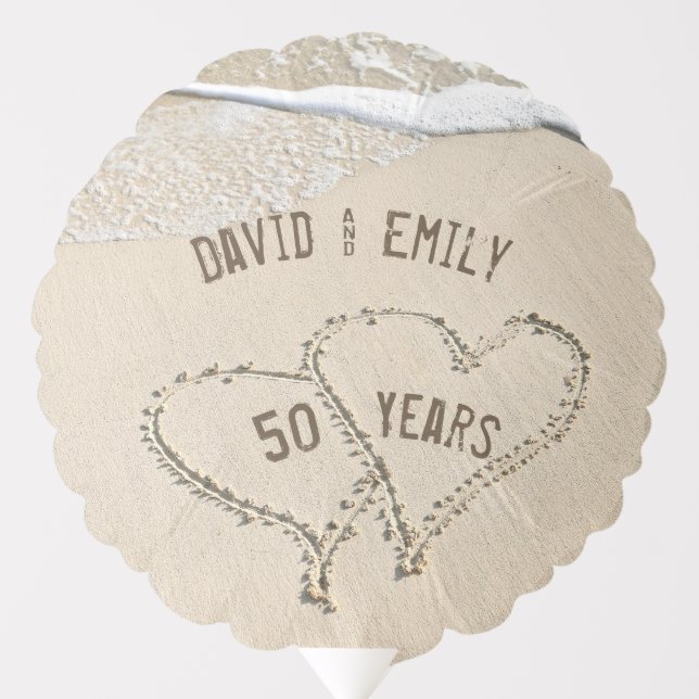 50th Anniversary Beach Hearts Balloon (Front)