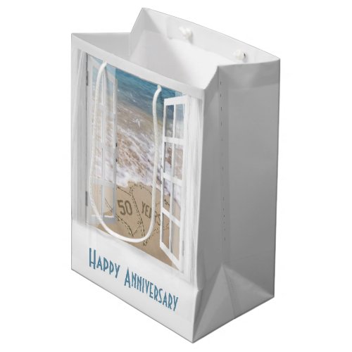 50th Anniversary Beach Hearts  Medium Gift Bag