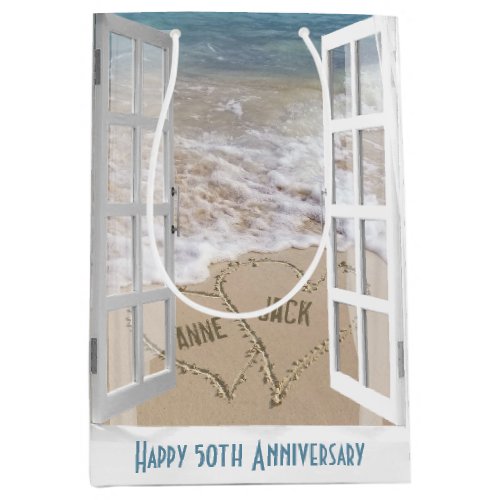 50th Anniversary Beach Hearts  Medium Gift Bag