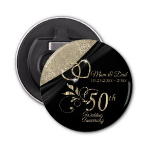 50th Anniversary / Birthday - Black and Gold Bottle Opener