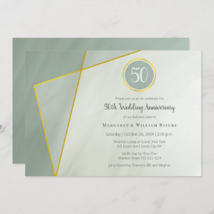 50th anniversary birthday grayed jade w gold frame invitation