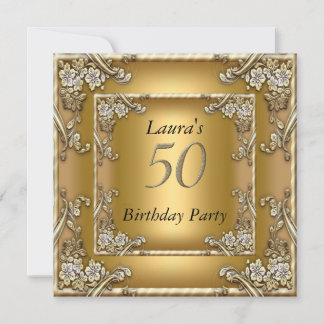 50th Anniversary Birthday Party Gold Invitation