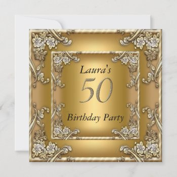 50th Anniversary Birthday Party Gold Invitation by invitesnow at Zazzle