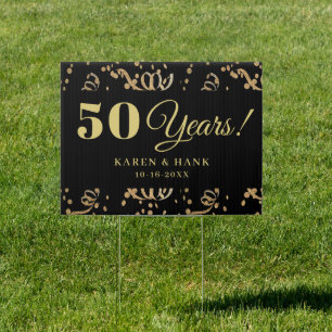 50th Anniversary Black and Gold 50 Years Yard Sign