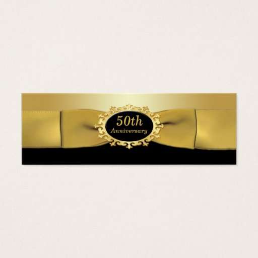 Customizable 50th Anniversary Black and Gold Favor Tag Business Card Template