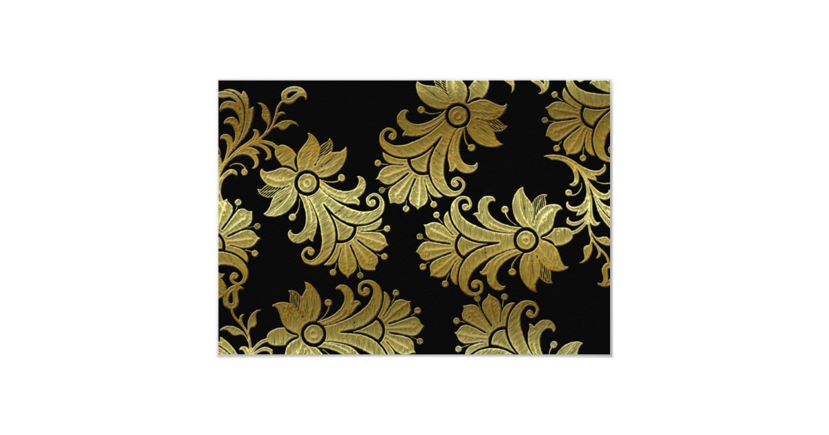 50th Anniversary Black and Gold Floral RSVP Card | Zazzle