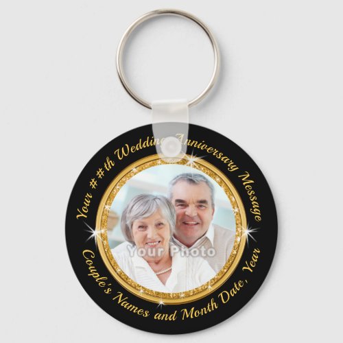 50th Anniversary Black and Gold Party Favors Keychain