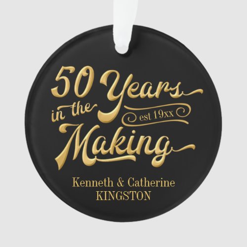 50th Anniversary Black and Gold Photo Keepsake Ornament