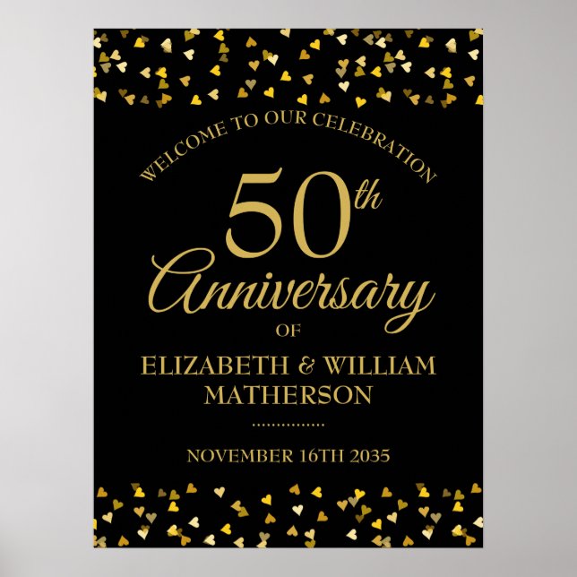 50th Anniversary Black And Gold Welcome Sign (Front)