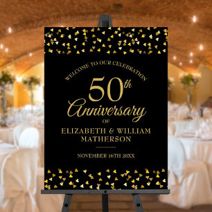 50th Anniversary Black And Gold Welcome Sign