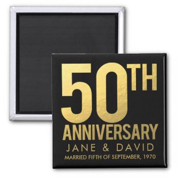 50th Anniversary Black Gold Personalized Magnet by Pip_Gerard at Zazzle