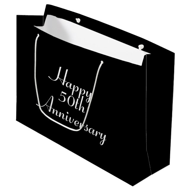50th Anniversary Black with White Template Giftbag Large Gift Bag (Front Angled)
