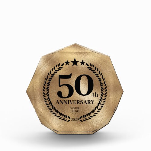 50th Anniversary Business Logo Gold Acrylic Award