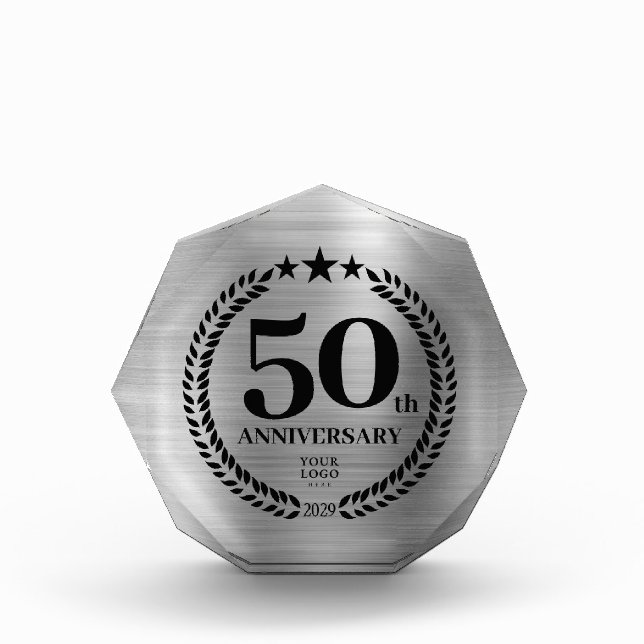 50th Anniversary Business Logo Silver Acrylic Award (Front)