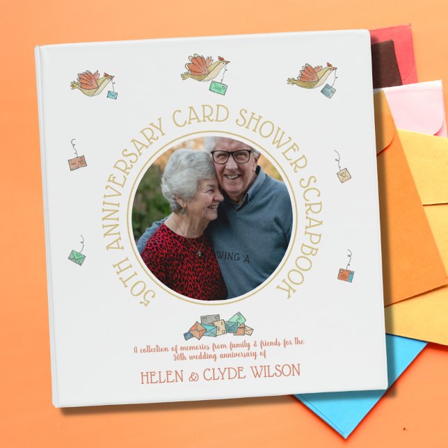 50th Anniversary Card Shower Birds Scrapbook 3 Ring Binder (Creator Uploaded)
