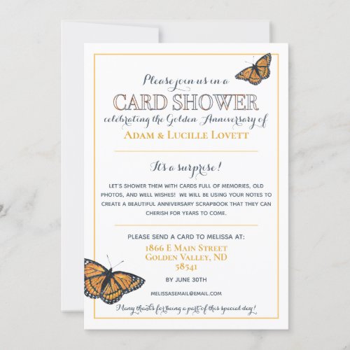 50th Anniversary Card Shower Request Invitation