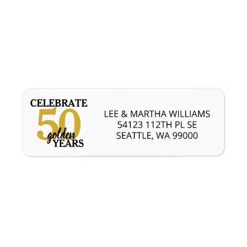 50th Anniversary Celebrate 50 Golden Years Simple Label