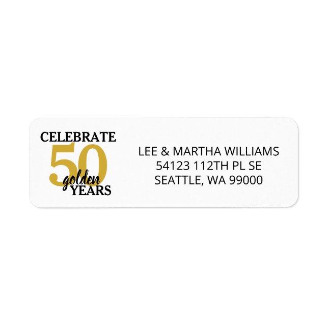 50th Anniversary Celebrate 50 Golden Years Simple Label (Front)