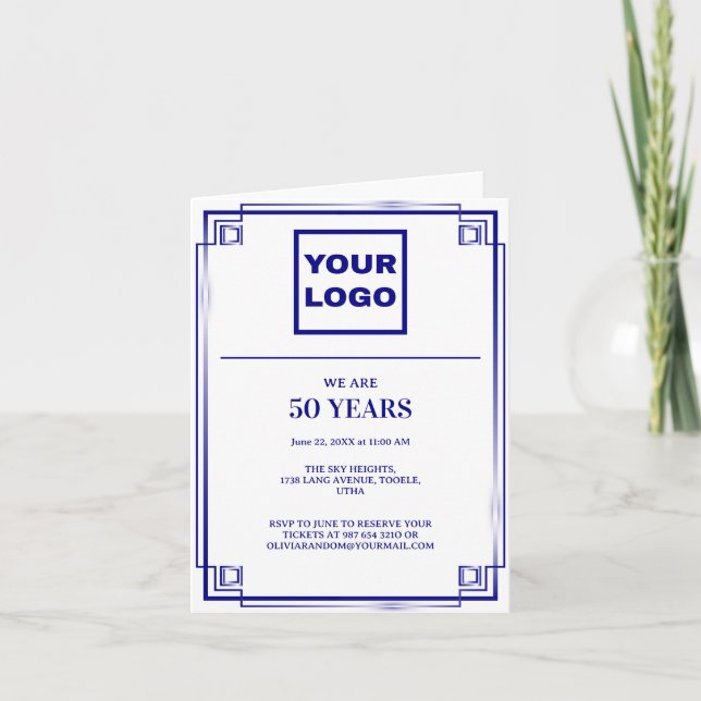 50th Anniversary celebration business logo Invitation (Front)