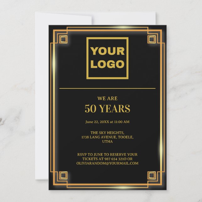 50th Anniversary celebration business logo Invitation (Front)