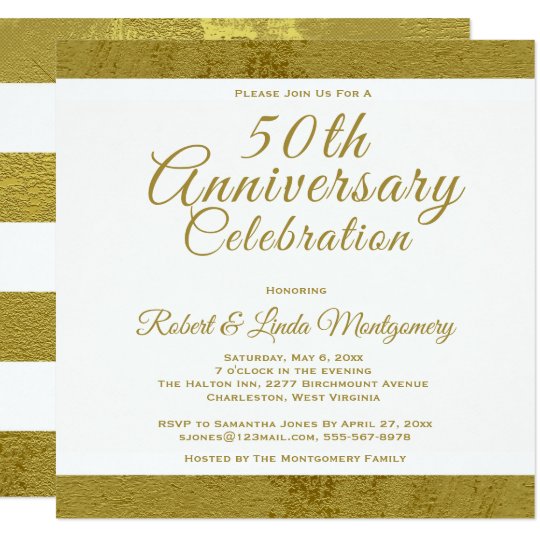 50th Anniversary Celebration - Gold Invitation | Zazzle.com