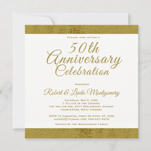 50th Anniversary Celebration - Gold Invitation | Zazzle