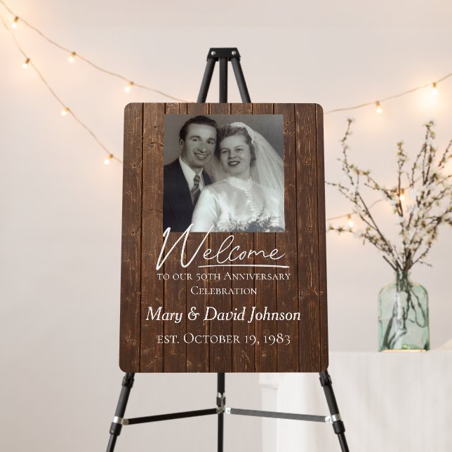50th Anniversary Celebration On Oak Wood  Foam Board (In Situ (Stand))