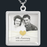 50th Anniversary Celebration Wedding Photo Pendant<br><div class="desc">ADD YOUR PHOTO -- Elegant and romantic traditional style personalized 50th Wedding Anniversary Photo Pendant. Vintage charm trimmed with Victorian ribbon and monogram. Just add the Bride and Groom's names or wedding date to create a unique and one-of-a-kind gift for the special anniversary couple. Also makes a great gift for...</div>